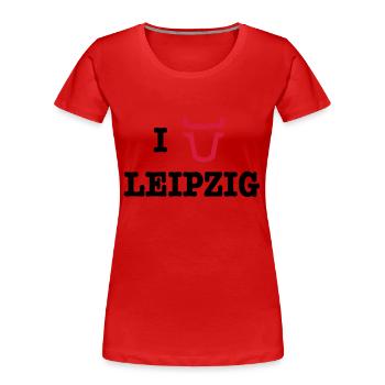 I Love Leipzig - Frauen Premium Bio T-Shirt - Rot - Vorne - Mia (176cm)