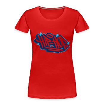 Hip Hop Shirt - Make music - Frauen Premium Bio T-Shirt - Rot - Vorne - Mia (176cm)