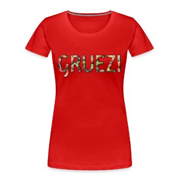 GRUEZI - Frauen Premium Bio T-Shirt - Rot - Vorne - Mia (176cm)