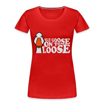 goose on the loose - Frauen Premium Bio T-Shirt - Rot - Vorne - Mia (176cm)