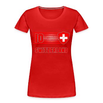 Équipe de Suisse de football - T-shirt bio Premium Femme - rouge - Devant - Mia (176cm)