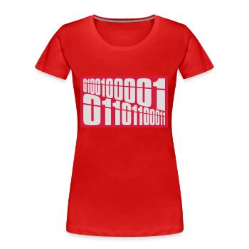 Langage de programme de code binaire - T-shirt bio Premium Femme - rouge - Devant - Mia (176cm)