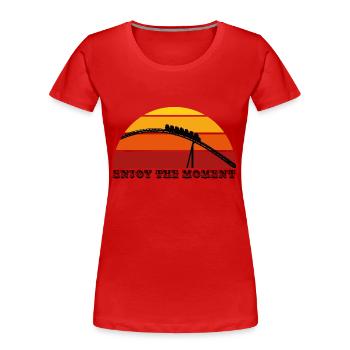 Genieße den Moment - Frauen Premium Bio T-Shirt - Rot - Vorne - Mia (176cm)