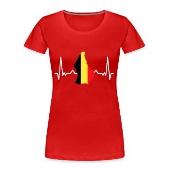 Belgien Flagge Herzschlag Belgische Fahne Puls EKG - Frauen Premium Bio T-Shirt - Rot - Vorne - Mia (176cm)
