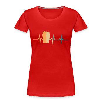 Battement de cœur popcorn - T-shirt bio Premium Femme - rouge - Devant - Mia (176cm)
