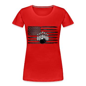 Amerikanische Flagge Bowling Bekleidung Bowling - Frauen Premium Bio T-Shirt - Rot - Vorne - Mia (176cm)