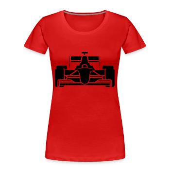 Rennwagen - Frauen Premium Bio T-Shirt - Rot - Vorne - Mia (176cm)