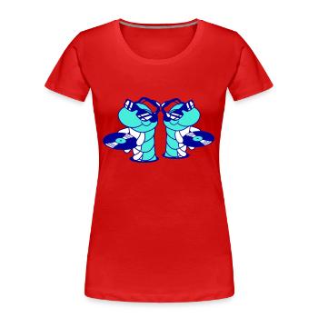 2 DJ Caterpillars Team Crew Music Two Record Team - Women's Premium Organic T-Shirt - red - Front - Mia (176cm)