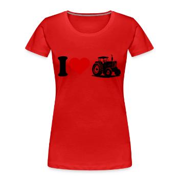 I love heart tractor - Women's Premium Organic T-Shirt - red - Front - Mia (176cm)