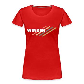 Lieu de travail : Vignerons - T-shirt bio Premium Femme - rouge - Devant - Mia (176cm)