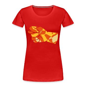 FIG SIGN / FEIGENHAND - CAMO / CAMOUFLAGE - Frauen Premium Bio T-Shirt - Rot - Vorne - Mia (176cm)