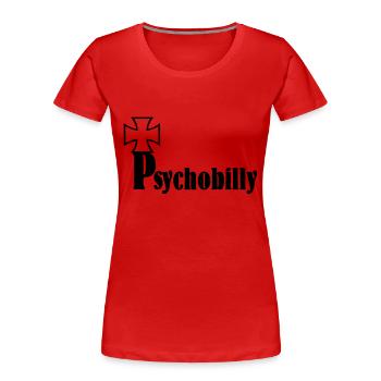 PSYCHOBILLY,ROCK,GITARRE,FLATTOP,FLAT,GITARRE,MUSI - Frauen Premium Bio T-Shirt - Rot - Vorne - Mia (176cm)