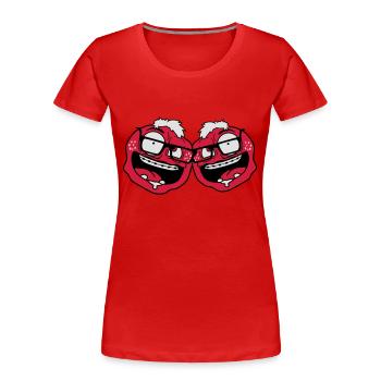 2 friends team couple nerd geek horn goggles smart - Women's Premium Organic T-Shirt - red - Front - Mia (176cm)
