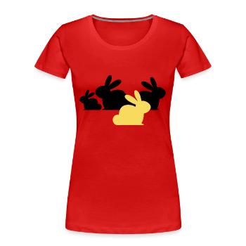 Osterhasen - Schwarz und Farbe - Frauen Premium Bio T-Shirt - Rot - Vorne - Mia (176cm)