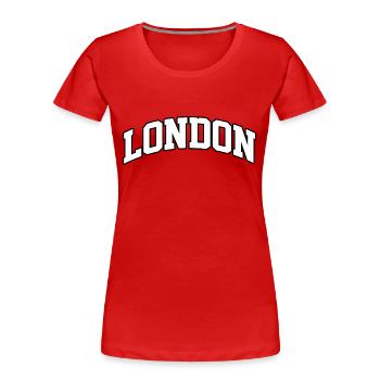 London logo: Collegiate design with British style - Women's Premium Organic T-Shirt - red - Front - Mia (176cm)