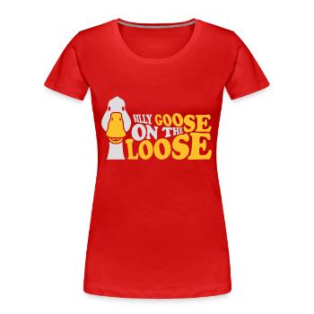 goose on the loose - Frauen Premium Bio T-Shirt - Rot - Vorne - Mia (176cm)