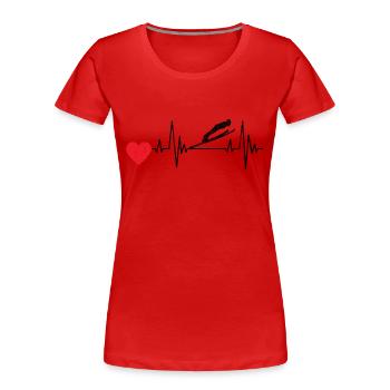 Sauteur à ski Sports d’hiver Saut à ski Vol à ski - T-shirt bio Premium Femme - rouge - Devant - Mia (176cm)