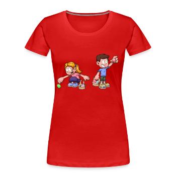 Kids Doing An Easter Egg Hunt - Women's Premium Organic T-Shirt - red - Front - Mia (176cm)