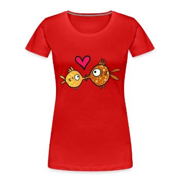 Baiser de poisson, embrasser le poisson - T-shirt bio Premium Femme - rouge - Devant - Mia (176cm)