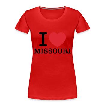 Ich liebe Missouri | Missouri | I Herz Missouri - Frauen Premium Bio T-Shirt - Rot - Vorne - Mia (176cm)