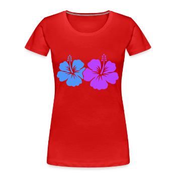 Hibiscus Flower - Women's Premium Organic T-Shirt - red - Front - Mia (176cm)