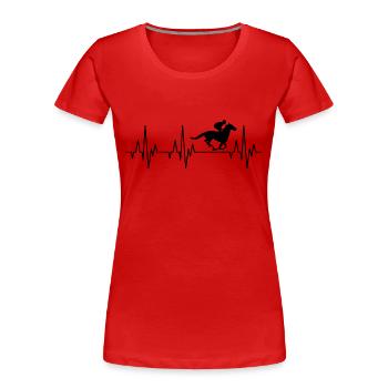 Heartbeat ECG Equitation Equitation Sports équestres Equestre - T-shirt bio Premium Femme - rouge - Devant - Mia (176cm)