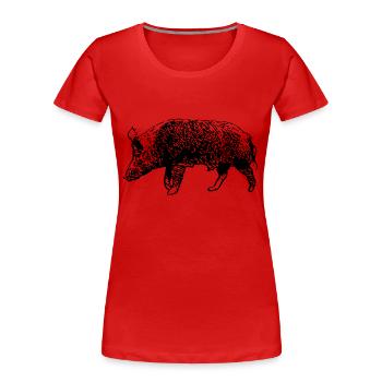 Wild Boar - Women's Premium Organic T-Shirt - red - Front - Mia (176cm)