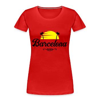 barcelona sunset - Frauen Premium Bio T-Shirt - Rot - Vorne - Mia (176cm)