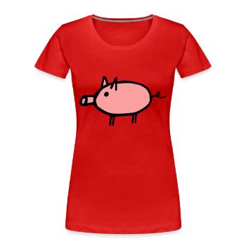 Schwein - Frauen Premium Bio T-Shirt - Rot - Vorne - Mia (176cm)