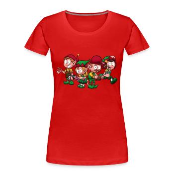Christmas Worker Elves - Women's Premium Organic T-Shirt - red - Front - Mia (176cm)