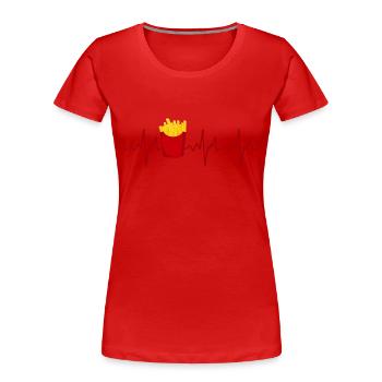 Pommes Herzschlag Fast Food - Frauen Premium Bio T-Shirt - Rot - Vorne - Mia (176cm)
