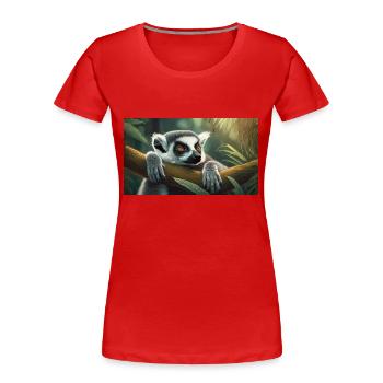 Niedliche Tiere chillen – Kattis - Frauen Premium Bio T-Shirt - Rot - Vorne - Mia (176cm)