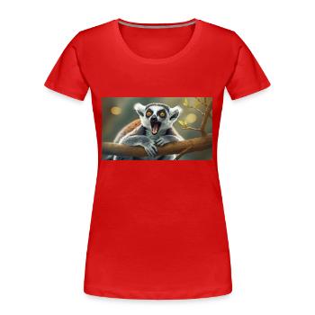 Niedliche Tiere chillen – Kattis - Frauen Premium Bio T-Shirt - Rot - Vorne - Mia (176cm)
