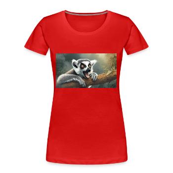 Niedliche Tiere chillen – Kattis - Frauen Premium Bio T-Shirt - Rot - Vorne - Mia (176cm)