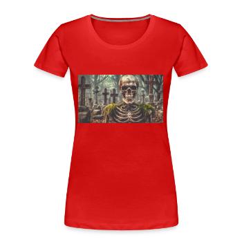Böses Skelett auf einem Friedhof Monster Dark Horror SC - Frauen Premium Bio T-Shirt - Rot - Vorne - Mia (176cm)
