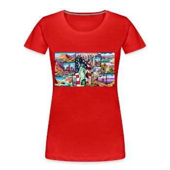 United States - Frauen Premium Bio T-Shirt - Rot - Vorne - Mia (176cm)