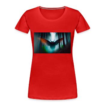 böser Mottenmann in Nordamerika Monster Dark Horror - Frauen Premium Bio T-Shirt - Rot - Vorne - Mia (176cm)