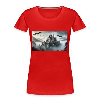 creepy mythical places – Castle of Dracula - Women's Premium Organic T-Shirt - red - Front - Mia (176cm)