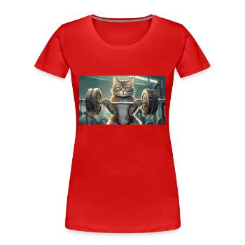 Pun ambiguous german expression - Muskelkater - Women's Premium Organic T-Shirt - red - Front - Mia (176cm)