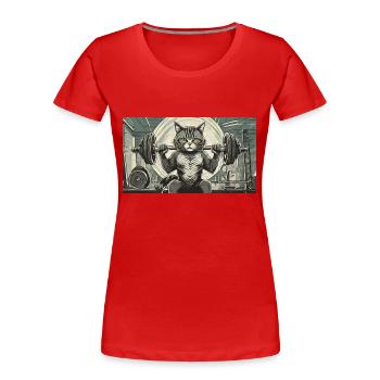 Pun ambiguous german expression - Muskelkater - Women's Premium Organic T-Shirt - red - Front - Mia (176cm)