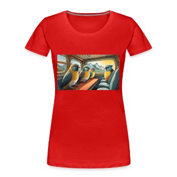Jeu de mots expression ambiguë Oiseaux migrateurs de Zugvögel - T-shirt bio Premium Femme - rouge - Devant - Mia (176cm)