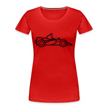 Rennwagen - Frauen Premium Bio T-Shirt - Rot - Vorne - Mia (176cm)