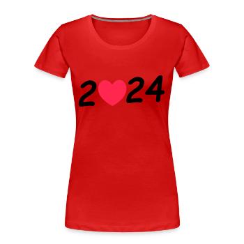 2024 - Frauen Premium Bio T-Shirt - Rot - Vorne - Mia (176cm)
