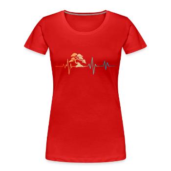 Bonsai Herzschlag - Geschenkidee - Frauen Premium Bio T-Shirt - Rot - Vorne - Mia (176cm)