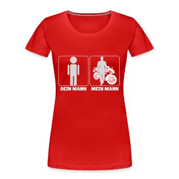 Motorrad - Mein Mann - T-Shirt - Frauen Premium Bio T-Shirt - Rot - Vorne - Mia (176cm)