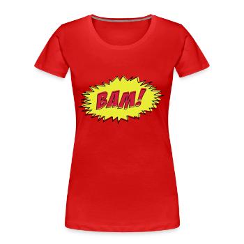 Comic Book BAM! - Women's Premium Organic T-Shirt - red - Front - Mia (176cm)