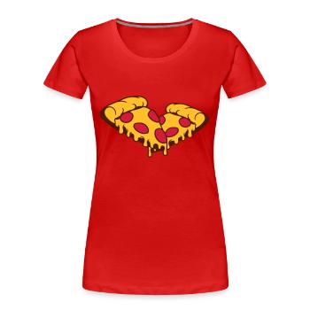 2 morceaux de morceaux de fromage de salami pizza - T-shirt bio Premium Femme - rouge - Devant - Mia (176cm)