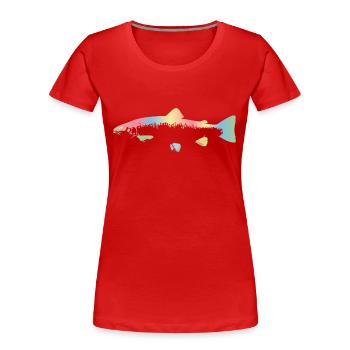 truite arc-en-ciel - T-shirt bio Premium Femme - rouge - Devant - Mia (176cm)