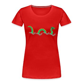 Nessie Lochness T-Shirt - Women's Premium Organic T-Shirt - red - Front - Mia (176cm)