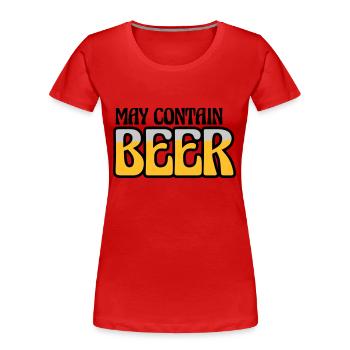 Logo May Contain Beer - Frauen Premium Bio T-Shirt - Rot - Vorne - Mia (176cm)
